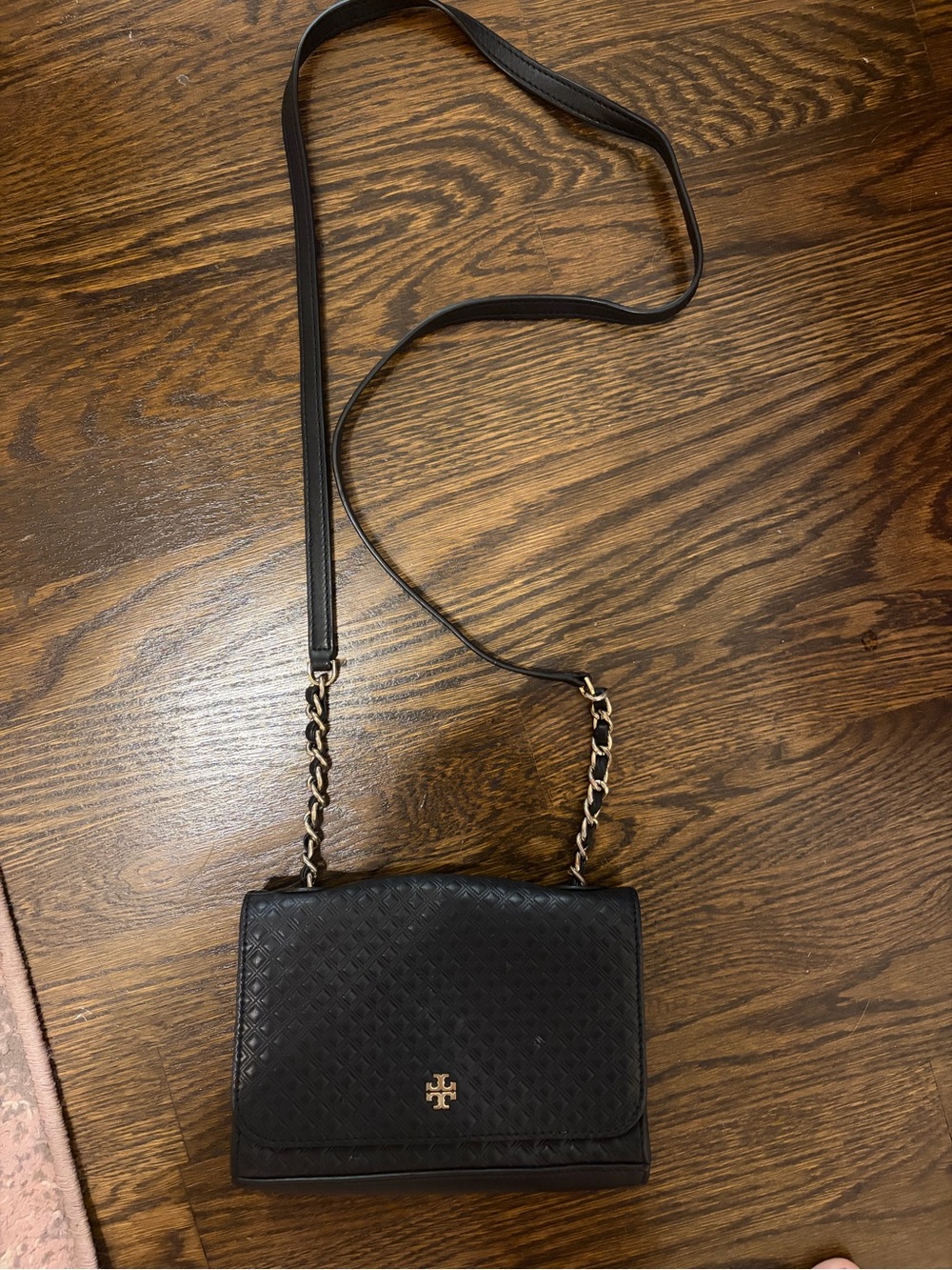 Tory Burch Black Quilted Crossbody with Chain Strap